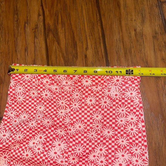Zara Orange Pink Checkered Daisy Flower Size Small Flare Pants Women hippie boho - Picture 8 of 8